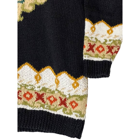 Jennifer Reed Hand-Knitted Floral V-Neck Sweater M Heavy Cotton/Ramie Boho - Picture 4 of 12